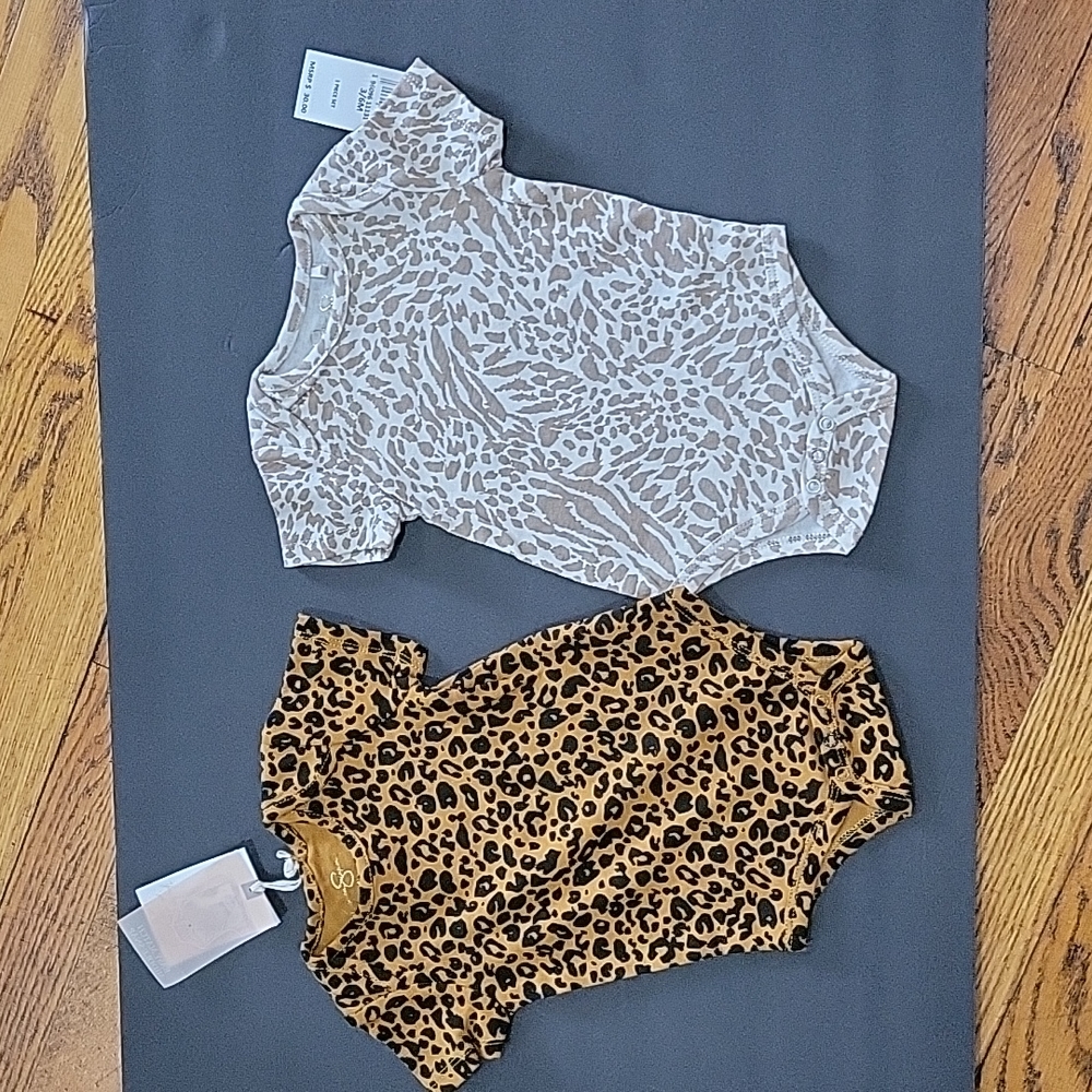 3-6 month Cheetah print onsies (set of 2)